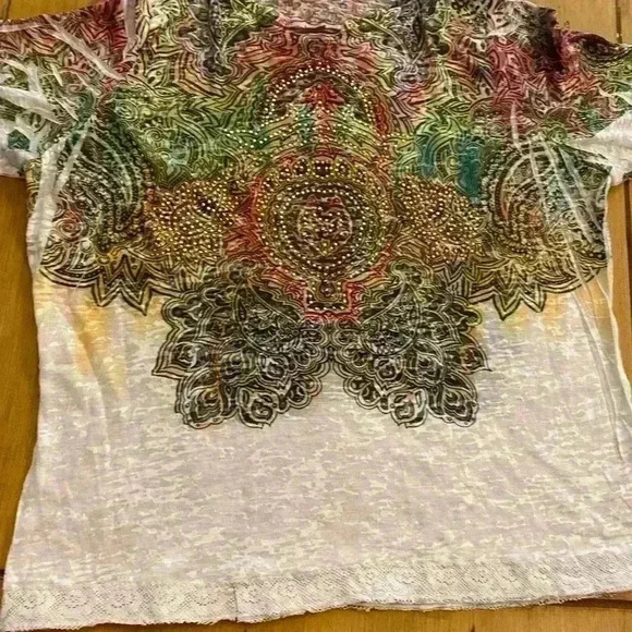 Reba Womens Long Sleeve Sheer Art Decorative Top size M-L - Picture 15 of 15